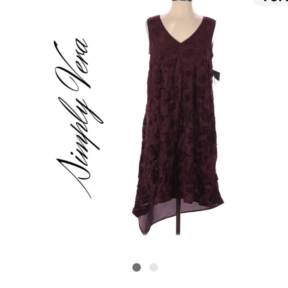 Beautiful Simply Vera long V-neck Burgundy dress NWOT! Never worn! S